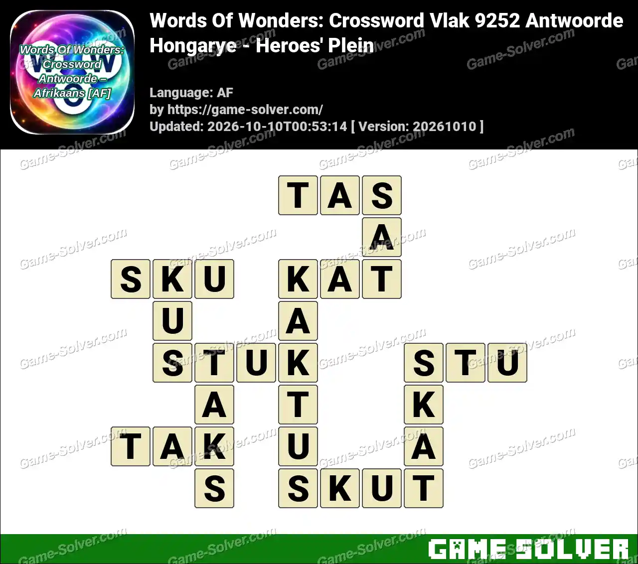 Words Of Wonders: Crossword Vlak 9252 Antwoorde – Hongarye – Heroes’ Plein
